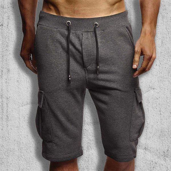 

adisputent 2020 summer casual shorts men's cargo multi-pocket shorts mens solid color drawstring fashion streetwear, White;black