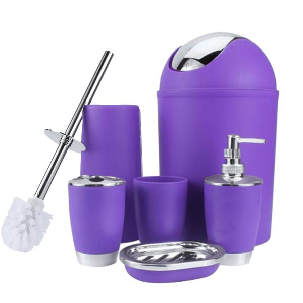 

6 in 1 bathroom toothbrush holder hand bottle soap holder toilet brush waste bins bathroom accessories set