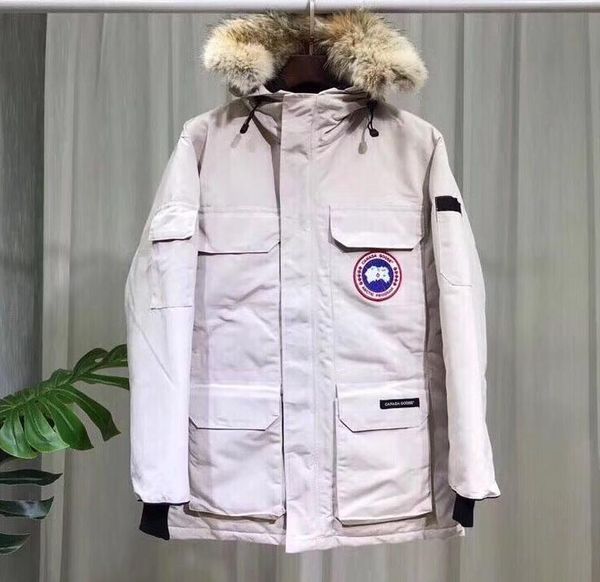 

streetwear white canada winter jacket mens hip hop down parka outerwear big fur hooded canada down jacket coat size xs-xxl, Black