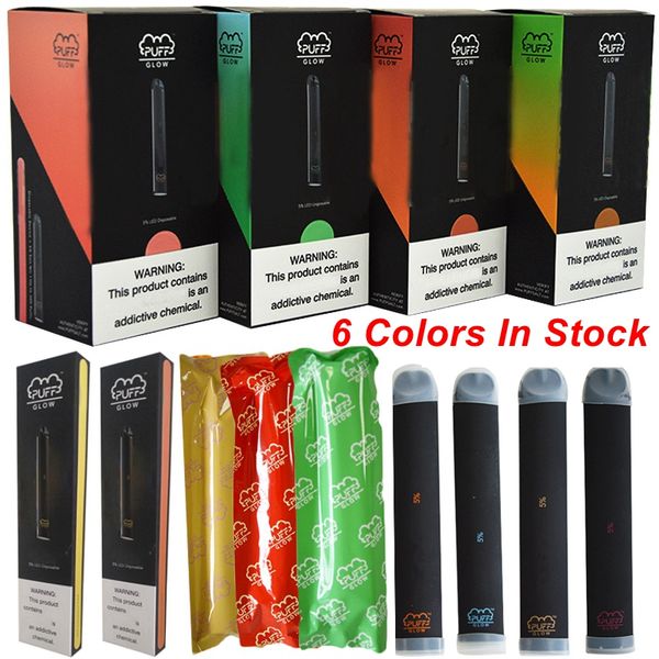 

6 цветов Puff Glow Одноразовые устройства Pod Starter Kit Puffglow Vape ручки Предварительно заполненные 1,4 мл Масло Тележки 280mAh Puff Glows Пустой Pen