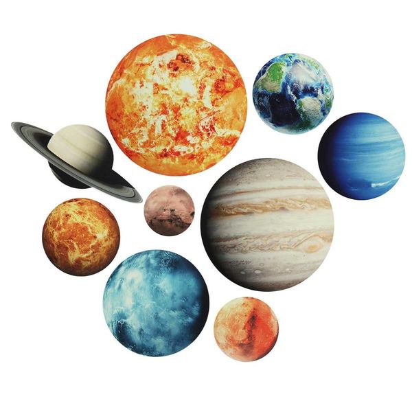 

9pcs glow in the dark solar system wall stickers pvc removable wallpaper planets decal home kids room decoration gifts