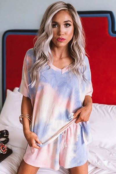 

dhl for pajamas tiedye for girls pigiama da donna per girocollo tye dye short purple light pac man tie dye shirt new popular, White;black