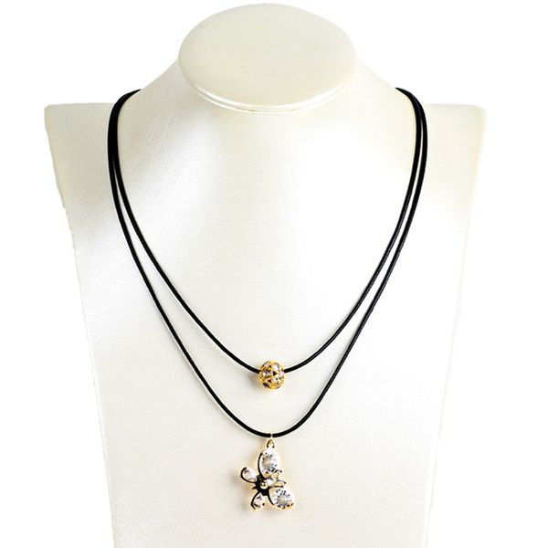 

2019 new design hollow out butterfly rhinestone crystal pendants necklace fashion women chain necklace birthday gift, Silver