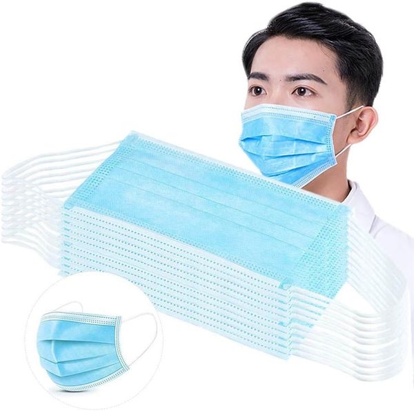 

dhl ship or fedex fast shiping blue 3ply non woven with elastic earloop dustproof face mask rgl4