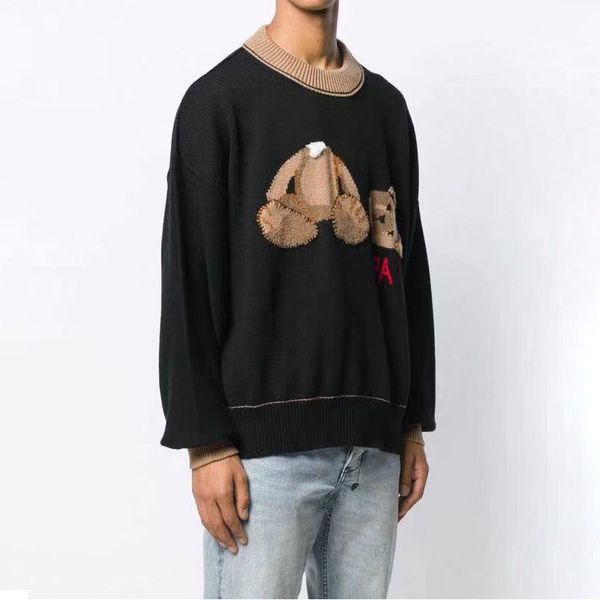 

19FW Palm Angels Cartoon Broken Bear Crewneck Cotton Sweaters Hip Hop Skateboard Sweaters Men Women Casual Coat HFLSMY059