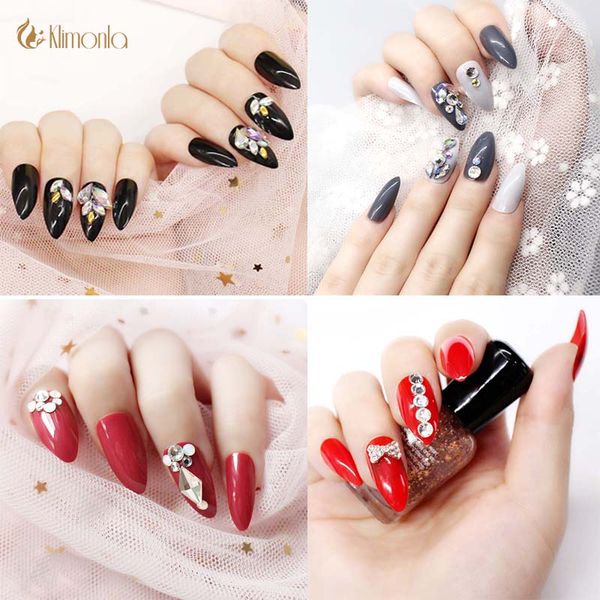 

stiletto fake nails art tips with 3d rhinestones luxurious false nails faux ongle finger beauty tools 24pcs/set with glue, Red;gold