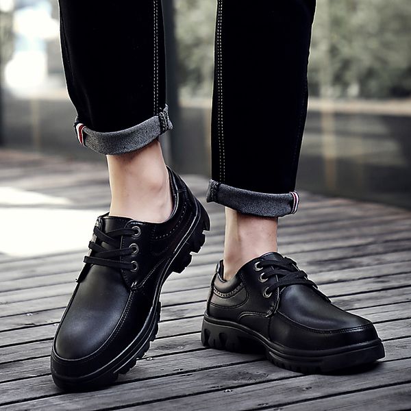 

fashion mens breathable skateboard shoes size 38-48 men sneakers trainers shoes casual genuine leather shoes %5628, Black
