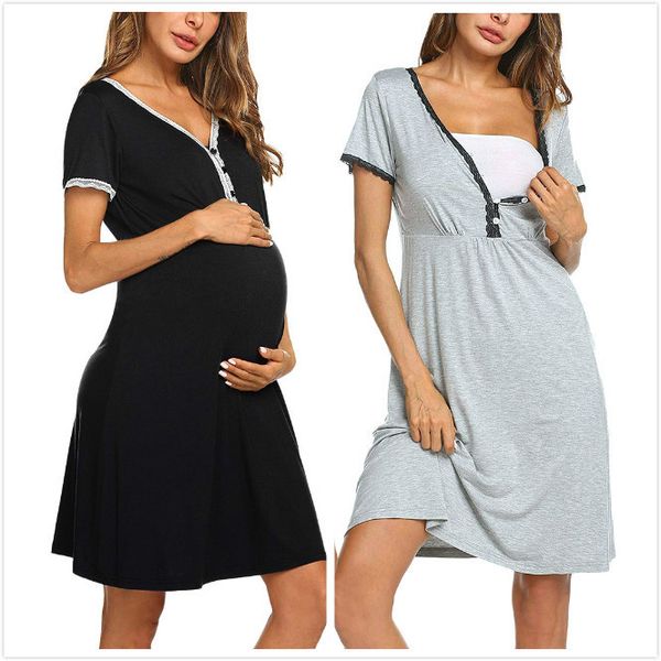 

womens designer lace pregnant dress, Black;gray