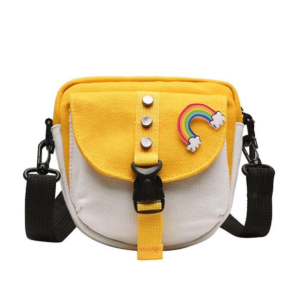 

открытый zipper холст сумка спортивная сумка chest женщины моды радуга цвета хип-хоп улица плеча подростка девочки