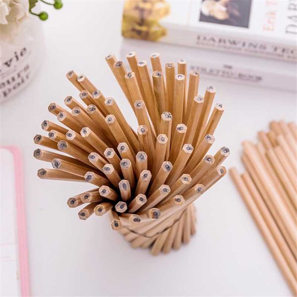 

100pcs/lot natural wood pencil hb blank hexagonal circular round triangle non-toxic standard pencil office school supplies