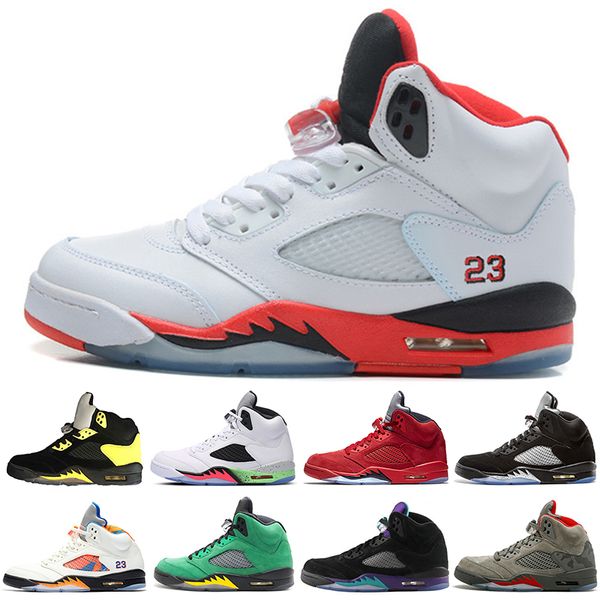 

2019 New 5 5s V Olympic metallic Gold White Cement Man Basketball Shoes OG Black Metallic red blue Suede Fire Red Sport Sneakers