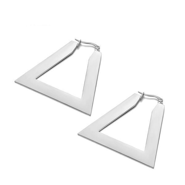 

hoop & huggie style rose gold stainless steel jewelry hollowed out triangular earrings for women party gifts brincos je18066, Golden;silver