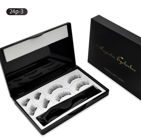 

new 4pairs/set magnetic eyelashs set natural false lashs tweezer waterproof long lasting mink eyelash extension faux cils dhl ing
