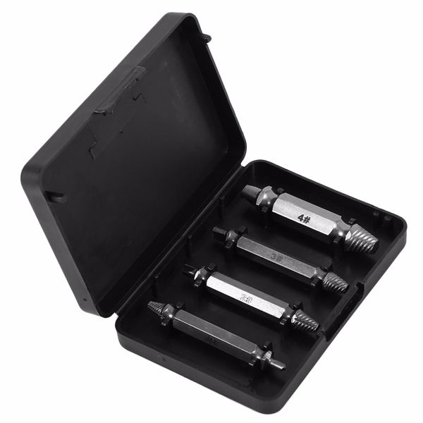 

profession 4pcs/set steel broken screws extractor double side damaged bolt remover easy out set drill bits guide set