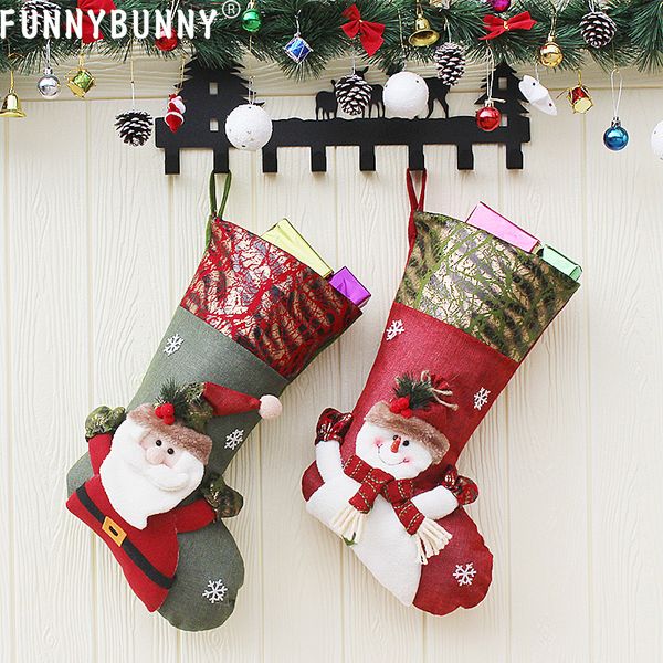 

funnybunny santa sacks leather socks candy gift bag christmas stocking for decorations ( leather stocking leg