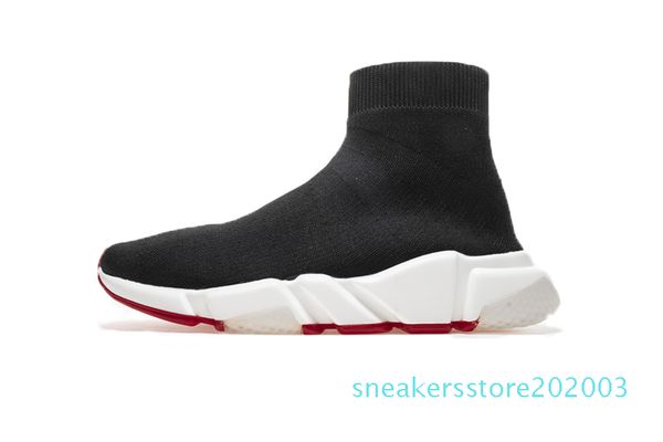 

2019 designer shoes speed trainer black red gypsophila triple black fashion flat sock men women casual shoes runner with dust s03