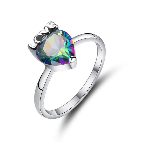 

fashion new ladies letter love heart-shaped engagement ring on wedding jewelry accessories, Slivery;golden