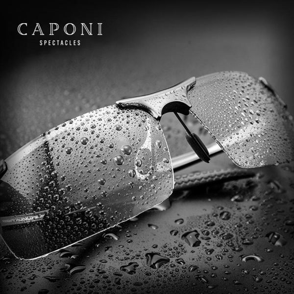 

caponi polarized sunglasses for male vintage sports pchromic eyewear classic brand designer sun glasses men uv400 bs3218, White;black
