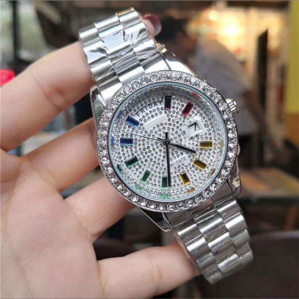 

quality watch automatic quartz imported movement luxury watches man316stainless steel sweep move colorful diamond wrist watches women's, Slivery;brown