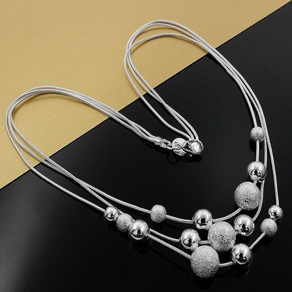 

новый шарм цвета серебра ювелирные изделия colar классический высокое качество мода три цепи свет бусины ожерелья песок, Silver