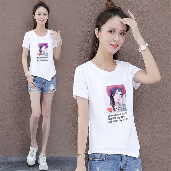 

2020 slim short student short-sleeved women's large size fashion 2020 slim short student short-sleeved t-shirt women's large size, White
