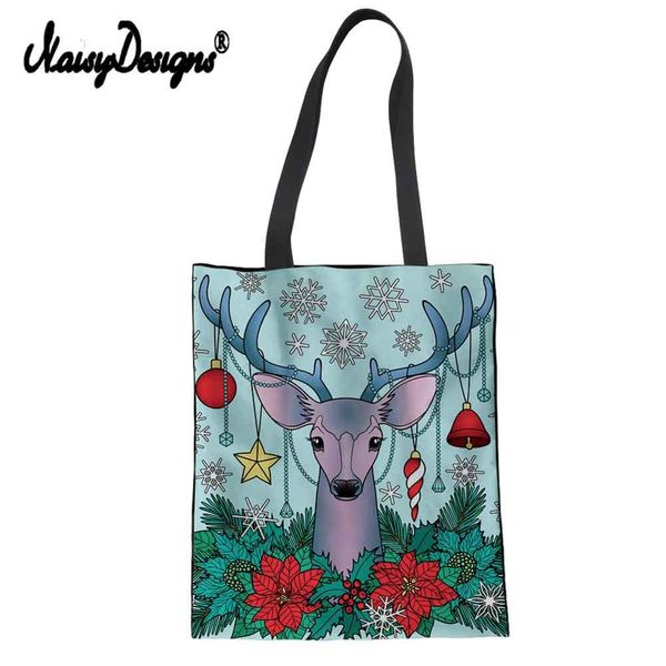 

christmas deer bags for women lovely canvas bag girls customized handbag female soft bags for beach bolsa feminina dropshiping