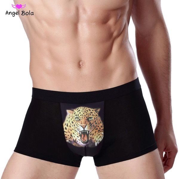 

tiger alien pattern male panties cotton men's underwear boxers breathable man boxer solid underpants comfortable brand shorts, Black;white
