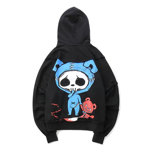 

cartoon chinese print xxxtentacion hooded mens hoodies loose streetwear stranger thing sweatshirts sudaderas hoodie, Black