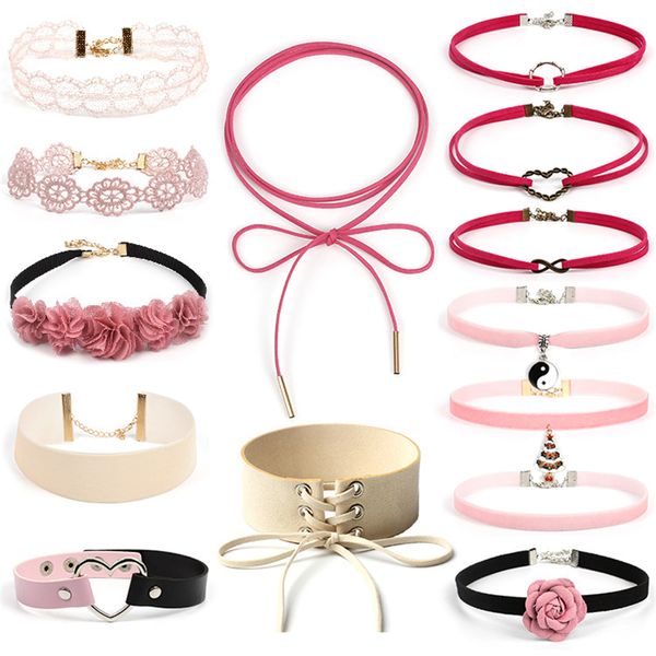 Rosa Designer-Halsketten, Schmuck, Collier-Halsketten, Herz, Kamelie, Unendlichkeitsform, verstellbare Statement-Halskette für Mädchen