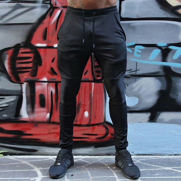 

stylish men's soild casual pants sports fashion long trousers breathable and quick-drying tracksuit slim fitness jogger gym, Black