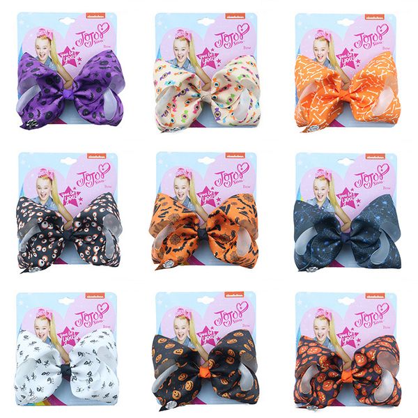 

halloween styles jojo siwa bows with clip hair accessories for girls 18 colors jojo siwa hair clips bows 5 inch hair bow ss352, Slivery;white