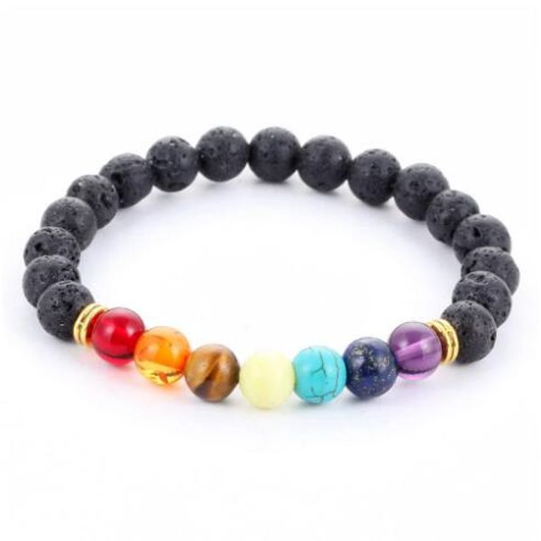 

natural stone agate lava stone 8 mm energy volcanic stone colorful beads bracelet gb828, Black