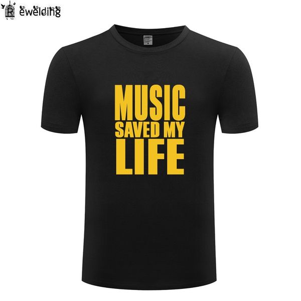 

music saved my life letter printed men's t shirt hip hop t shirts men cotton short sleeve tshirt tee shirt homme camiseta hombre, White;black