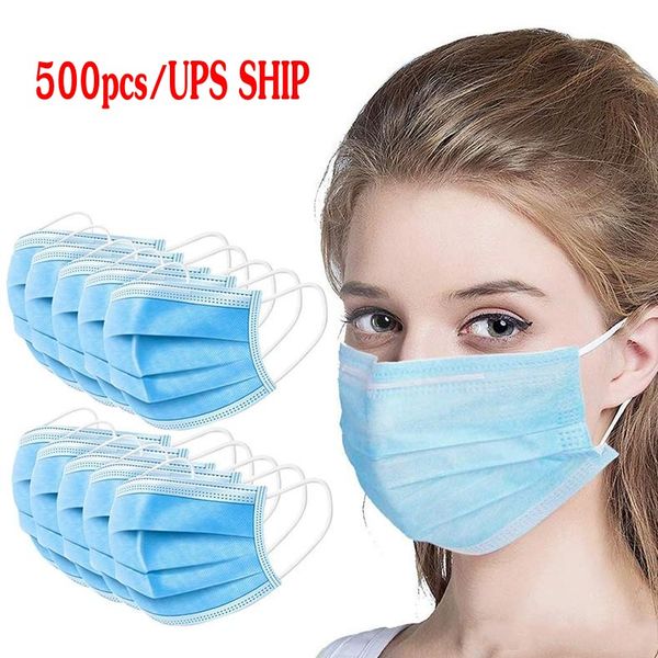 

UPS Fast Shipping In Stock Disposable Masks Mouth Mask 3-Ply Anti-Dust Nonwoven Elastic Earloop Salon Mouth Face Masks CPA2281