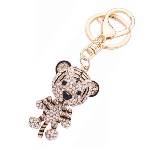 Tiger Key Chain Ring Holder Chaveiro персонализированных подарки Мода Люкс Rhinestone автомобиль животные брелок сумка Подвеска Брелка Llaveros подарок