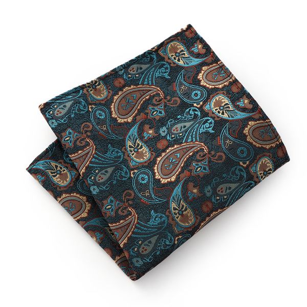 

hanky man paisley floral pocket square men's silk handkerchief for business wedding party pocket square suit accessories 25*25cm, Black;blue