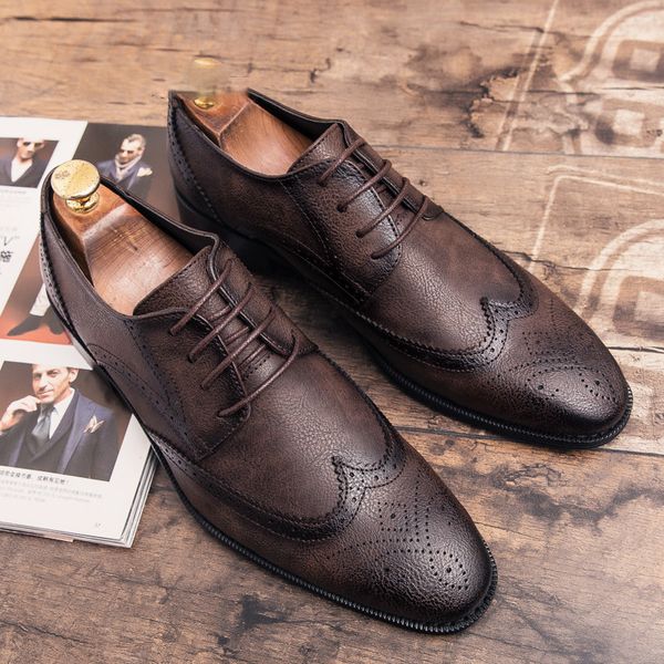 

black dress shoes for men british designer leather men brogue elegant shoes comfort pointed toe wedding flats