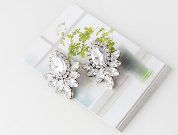 

new black and white water drill multi-faceted blooming lotus ear studs simple personality fashion classic exquisite elegance, Silver