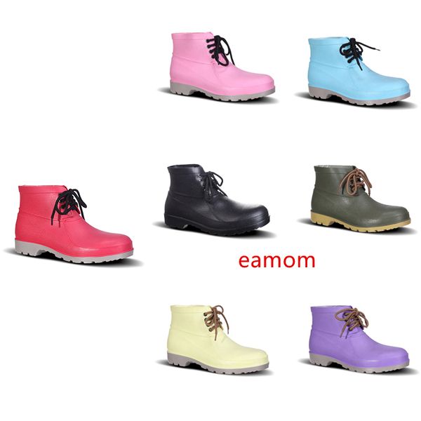 

новый 2020 no-brand design rain boots low labor insurance shoes steel toe cap черный желтый розовый красный фиолетовый темно-зеленый мужская, Black