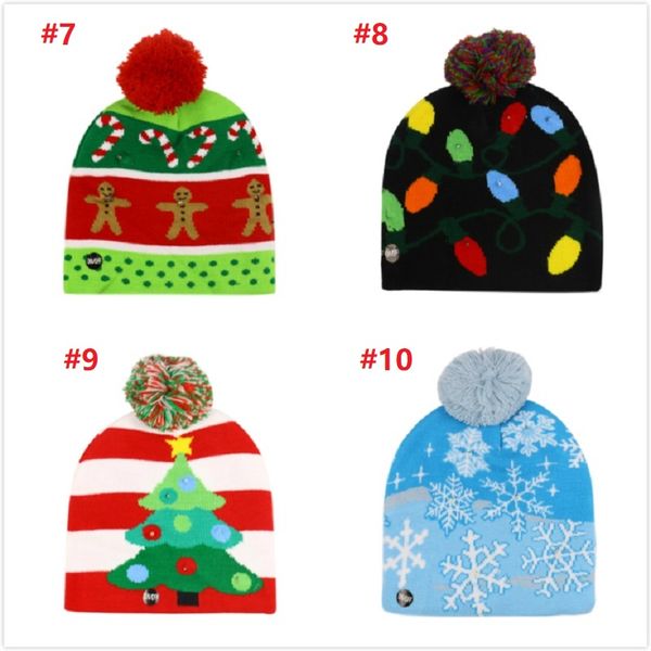 16 Led Halloween Christmas lavorato a maglia Led Rave Toy Cappelli Bambini Baby Moms Winter Warm Berretti Cappelli all'uncinetto per zucca pupazzi di neve Festival party di hope13