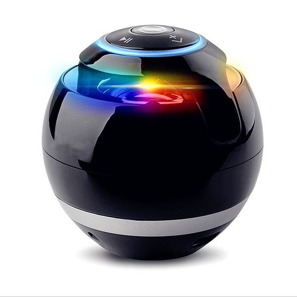 

bluetooth speaker mini portable wireless speaker round ball hands-call soundbar bass boombox sound box with mic tf card fm radio led