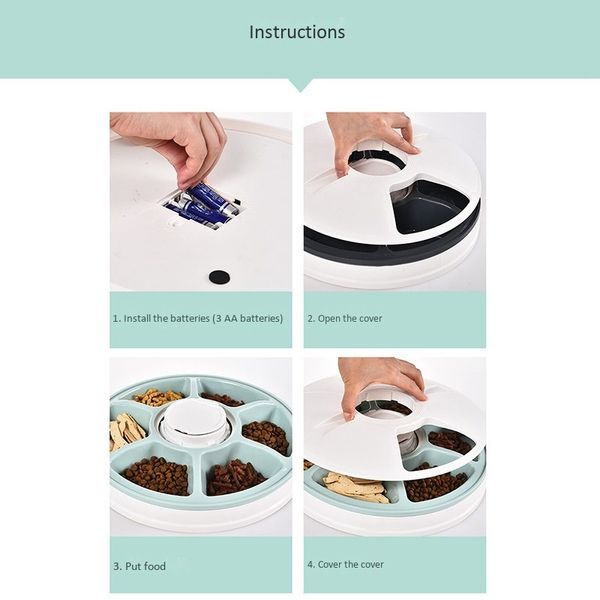 

digital timer anti slip pet automatic feeder programmed cats dry wet food portion control round 6 meal trays with voice recorder