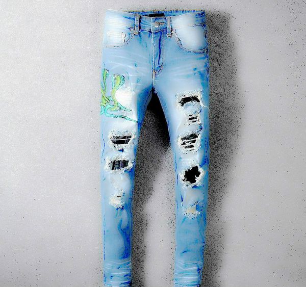 

2019 new fashion brand mens tattered blue jeans tattered motorcyclist j eans arn16 slim tattered jeans pants new arrival sellers