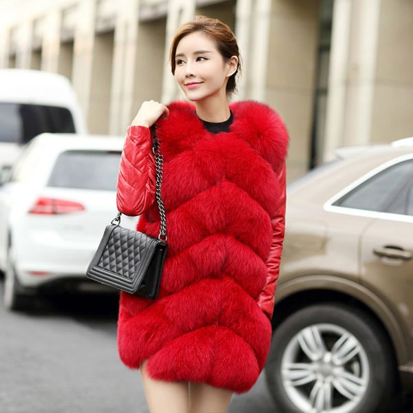 

real fur coat female genuine leather jacket autumn winter sheepskin down coat women clothes 2019 vintage red zt4724, Black