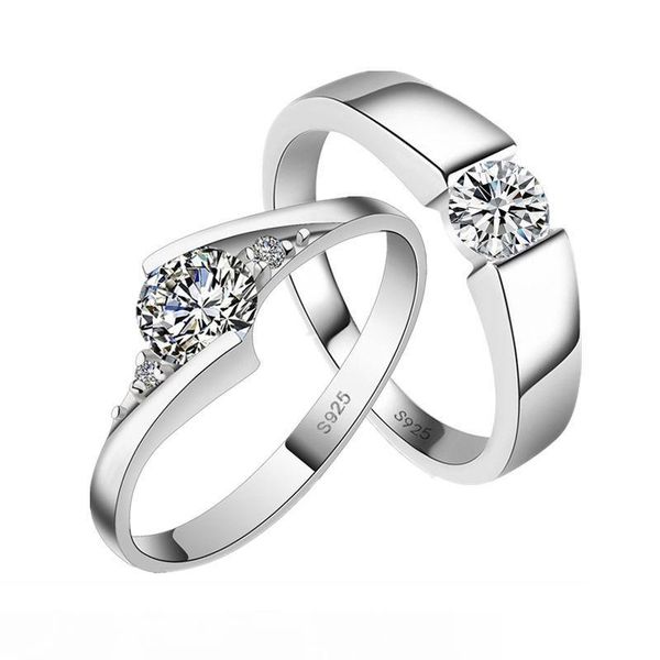 

wholesale- never fade couple rings 2017 new fashion silver color jewelry austrian crystal cub zircon men wedding ring for women, Golden;silver