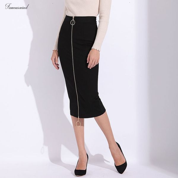 

skirt black long pencil skirts solid womens office black high waist zipper slim ladies bandage skirt pencil plus size