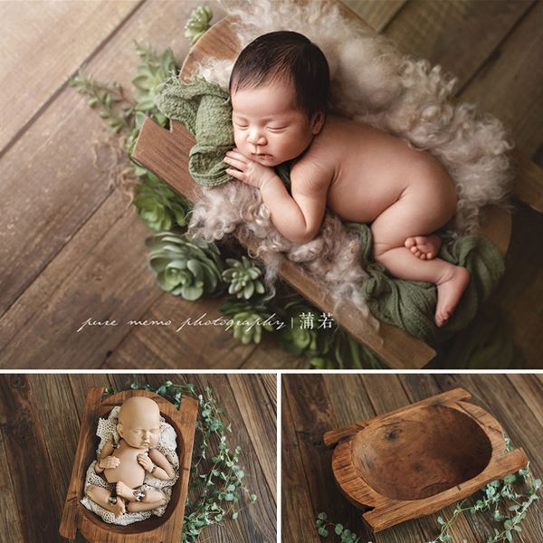 

newborn pgraphy posing props boy natural solid wood boat oval tub retro newborn prop bed studio p accessories, Yellow