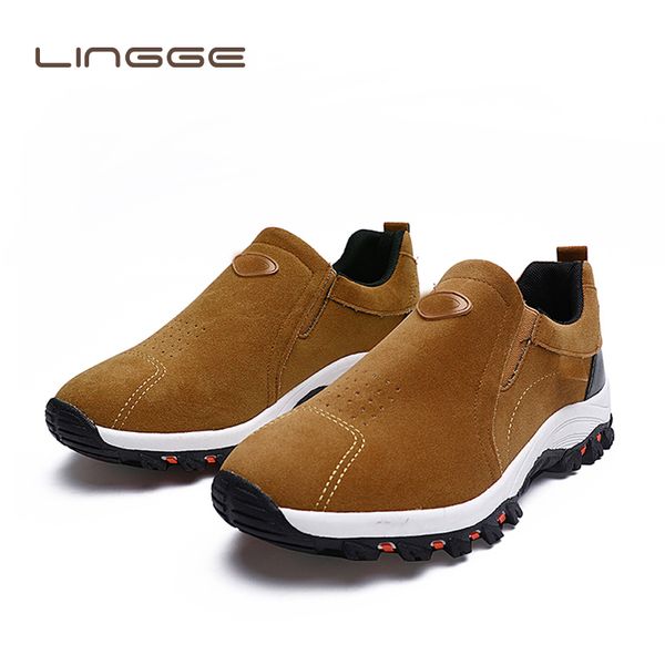 

lingge casual climbing men shoes 2019 new men loafers anti sliding fashion male breathable vintage style outdoor shoes, Black