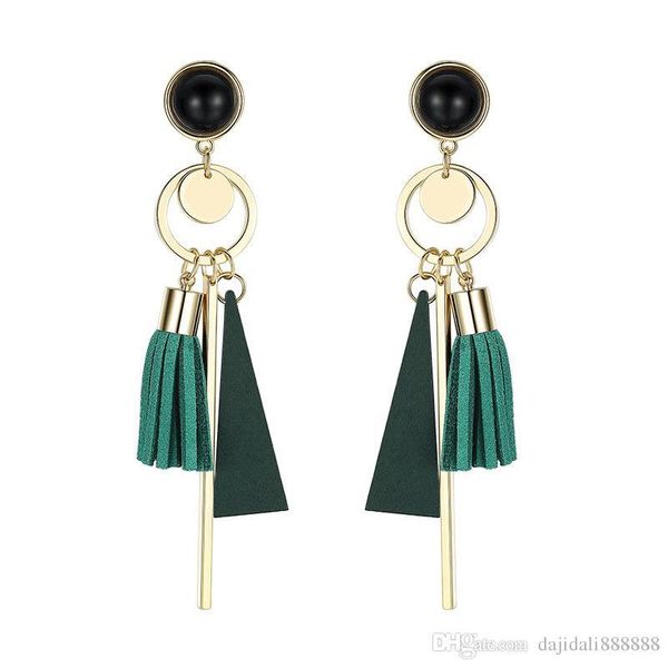 

sell 5pair personality fashion triangle geometric wood earrings retro female tassel long women earrings jewelry r-16, Silver