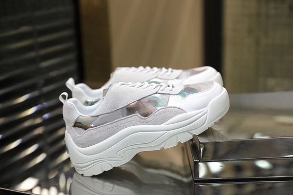 

2019 fashion gift designer sneakers genuine leather famous man women walking casual shoes with golden nails size 36-45, Black